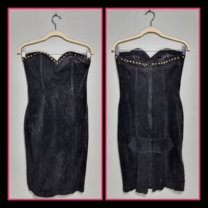 LAUREN ALEXANDRA 80s Vintage Suede Bodycon Dress Size Small* Strapless